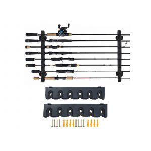 Ensemble de support mural pour 6 cannes &agrave; p&ecirc;che - Neuf