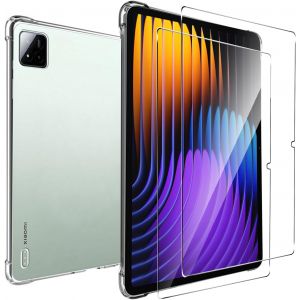 Coque pour Xiaomi Pad 7/Pad 7 Pro 11.2 Pouces + 2 Pi&iquest;&iquest;ces Verre Tremp&iquest;&iquest;, Anti-Rayures TPU Flexible Transparent avec Coin Renforc&iquest;&iquest;, Antichoc ?tui de Protection - Neuf