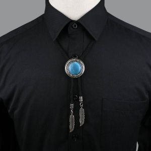 Ronde Nouvelle Tendance Bolo Cravate Populaire Western Cowboy Étoile Hommes Femmes Colliers Danse Cravate Rétro Chemise Imitation Obsidienne Pendentif--3 - Neuf