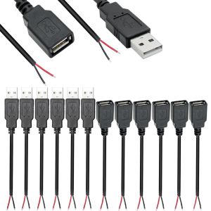 JGD-12PCS c&acirc;ble prise USB 2.0 USB-A 2 Broches,Queue de cochon USB,fil nu USB 2.0 2 broches,c&acirc;ble d'alimentation &agrave; prise USB 5V 3A 22AWG (30cm) - Neuf