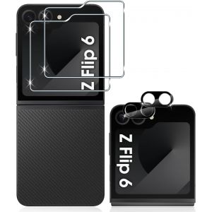 Kal-Pour Samsung Galaxy Z Flip 6 5g Verre Trempé 2+2 Pièces Protection Écran+ Caméra Arrière Protecteur Film (Noire) 9h Dureté Hd Anti-Rayures Vitre Trempé Protecteurs D'écran Pour Z Flip6 5g - Neuf