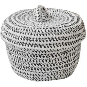 Petit panier de rangement avec couvercle Corde de coton naturel Boîte de rangement Panier d'organisateur de chambre d'enfant pour jouet de bébé - Neuf