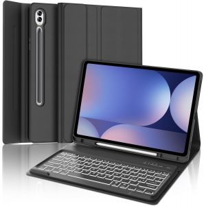 Clavier Pour Samsung Galaxy Tab S10 Plus 2024, Galaxy Tab S9/S9fe Plus Clavier 12.4"", Coque Clavier Bluetooth Italien Rétroéclairé Pour Samsung S10+/S9+/S9 Fe+ 12.4 Pouces 2024/2023, Noir - Neuf