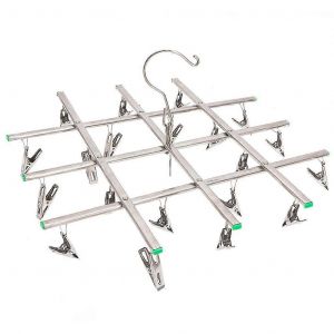 etendoir a linge coupe-vent en acier inoxydable avec 20 pinces a linge - Neuf