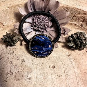 &Eacute;lastique Pour Cheveux Personnalis&eacute; - Marbre Bleu Nuit - Fait Main - Neuf