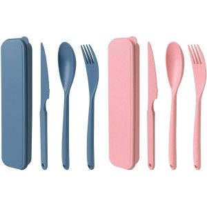 Kalanka-Grande Taille Couvert Pique Nique, 2 Ensemble De Couverts De Camping, Couvert Plastique Reutilisable, Pour Le Travail, Voyage L'&eacute;cole Le Pique-Nique Le Camping Ou Une Utilisation Quotidienne - Neuf