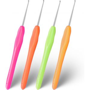 Mevronisshop-Lot De 4 Crochets Millim&egrave;tre 1, 1,25, 1,5, 1,75 - Petite Taille - Poign&eacute;e Ergonomique - Crochets En Dentelle Pour Tricot &Eacute;charpe, Gants, Sacs, Chapeaux, Chaussettes - Neuf