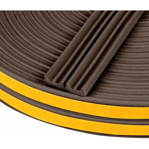 joint de porte profil en E,Autocollante Joint d'Étanchéité Porte,Joint Fenetre Isolation avec Forte Adhérence,Isoler du Bruit,Anti-collision et Anti-intempéries,(Brun 20M) - Neuf