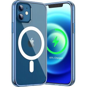 Kal-Coque Magnétique Pour Iphone 12/12 Pro 6,1 Pouces Compatible Avec Magsafe Recharge Sans Fil, Étui Housse De Téléphone Antichoc, Dos Transparente Anti-Rayures (Jean Indigo) - Neuf