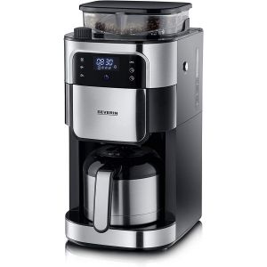 ChenQuanSarl-Cafetière Avec Broyeur Intégré 1 000 W, Machine À Café Programmable Avec Minuteur, Cafetière Filtre Avec Verseuse Isotherme D'Une Contenance De 8 Tasses, Noir/Inox, Ka 4814 - Neuf
