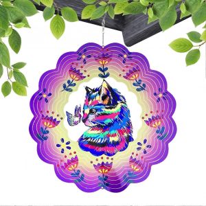 Chat Wind Chime, Dynamique Cat Vent Sculpture, Amovible D&eacute;coration Ext&eacute;rieure pour les Balcons, Terrasses et Fen&ecirc;tres - Neuf