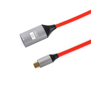 KALANKA-C&acirc;ble adaptateur USB-C vers HDMI 4K60p pour iPhone 15/16 Pro Max, MacBook Pro/Air, Samsung Huawei ordinateur portable t&eacute;l&eacute;phone vers &eacute;cran TV projecteur, miroir d'&eacute;cran, rouge tress&eacute;, 20 cm - Neuf