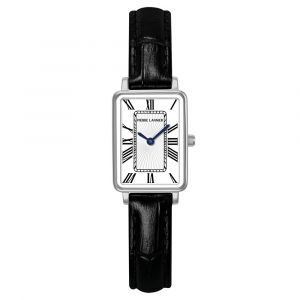 Montre Quartz Femme Ariane Argent&eacute; Cadran Blanc Bracelet Cuir Noir 12 Mm - Neuf