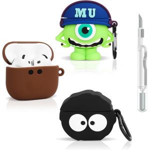 ELVORIX-&Eacute;tui en silicone pour AirPods de 4&egrave;me g&eacute;n&eacute;ration (lot de 3), avec kit de stylo de nettoyage, &eacute;tui de protection avec dessins - Neuf