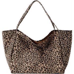ERSHI-Grand sac à bandoulière pour femme - Motif léopard - Sac à main en toile - Motif léopard - Sac à bandoulière décontracté - P[8 - Neuf