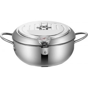Marmite Profonde En Acier Inoxydable Pour La Cuisson De La Friteuse Avec Thermographe Et Couvercle Amovible Pour Poissons, Frites, Calamars - Neuf