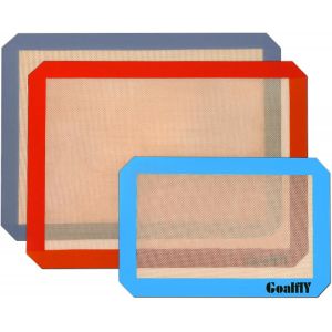 AYUHR-Lot de 3 tapis de cuisson en silicone, 2 demi-feuilles (40 x 30 cm) et 1 quart de feuille (30 x 20 cm), tapis de cuisson en silicone anti-adhésif pour four, fournitures de cuisson - Neuf