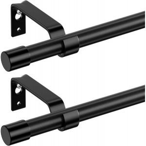 Lot De 2 Tringles &Agrave; Rideaux R&eacute;glables En M&eacute;tal Pour Fen&ecirc;tres De 71,1 &Agrave; 121,9 Cm De Diam&egrave;tre Avec Supports,Tringle &Agrave; Rideaux R&eacute;glable Pour Chambre &Agrave; Coucher,Salon,Cuisine (Noir) - Neuf