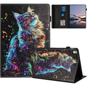 Kal-Tablette Coque Pour Samsung Galaxy Tab A 10,1 2019 T510 T515 Etui Housse Pu Cuir Flip Support Protection Peint Motif &Eacute;tuis Pour Samsung Galaxy Tab A 10,1 2019 Coque,Le Chat Musical - Neuf
