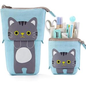 KADSL-Trousse À Crayons Rétractable De Grande Capacité, Boîte À Stylos Kawaii, Sac De Rangement De Cosmétiques Pour Filles, Papeterie Fournitures Scolaires Et De Bureau,Blue - Neuf
