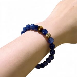 Bracelet En Quartz Bleu Et Oeil De Tigre Jaune : Perles Rondes 8mm Bijou Artisanal Pour Style &Eacute;l&eacute;gant Et &Eacute;quilibre Quotidien R&eacute;f&eacute;rence Bac895 - Neuf