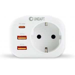 JGD-Prise USB Secteur Multiple, Chargeur Rapide 20W avec 1 Prise AC, 1 USB-C PD et 2 Ports USB QC 3.0, Adaptateur Murale &Eacute;lectrique Compatible iPhone/iPad, Id&eacute;al Chambre & Bureau - Neuf