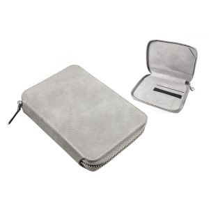 Portefeuille passeport avec protection RFID et fermeture &eacute;clair - &Eacute;tui de voyage en cuir PU gris clair - Neuf