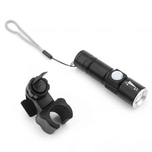 Chargement Usb Alliage D'aluminium Lampe De V&eacute;lo Lampe De Poche Led Avant V&eacute;lo Avec Support (Noir) - Neuf