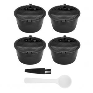 Hjlian Lot De 4 Capsules De Cafe Reutilisables Et Rechargeables, Filtre Et Passoire, Noir - Neuf