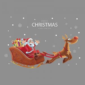 1pc color&eacute; 3d joyeux No&euml;l autocollant mural,autocollant mural du p&egrave;re No&euml;l et du renne - Neuf
