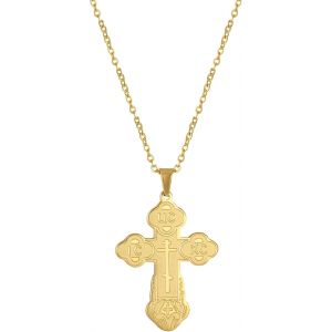 Collier Pendentif Croix Orthodoxe En Acier Inoxydable Collier Pendentif Croix Classique Bijoux Amulette Orthodoxe Russe Collier Religieux - Neuf