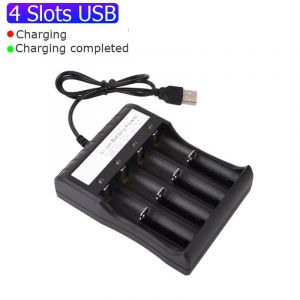 Chargeur De Batterie 18650 1-4 Emplacements Double 18650 Charge 3.7v Batterie Au Lithium Rechargeable Chargeur Usb Pour 16340 14500 18650 26650--4 Slots Usb - Neuf