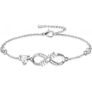 Bracelet Pour Femme En Argent 925 Avec Zircone Cubique Signe Infini Coeur Bijoux Cadeaux Pour Femme Mère, Argent Sterling, Oxyde De Zirconium - Neuf
