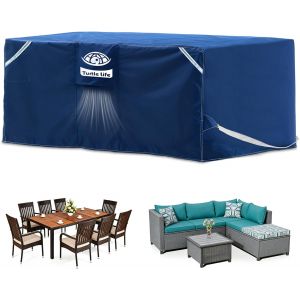 Ulteronixshop-Housse Salon De Jardin,125 X 80 X 74 Cm,Housse Table De Jardin Avec &Eacute;vent D&iquest;Air,Tissu R&eacute;g&eacute;n&eacute;r&eacute; Certifi&eacute; Grs 300d,Imperm&eacute;able, Coupe-Vent, Anti-Uv, Ind&eacute;chirable - Neuf