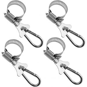 Mevronisshop-Lot De 4 Anneaux De Serrage R&eacute;glables Avec Mousqueton En Acier Inoxydable Pour M&acirc;t De Drapeau, Diam&egrave;tre De 0,85 &Agrave; 1,26 Pouce Pour Jardin, Bateau, Yacht, Camion, Vtt, Utilisation En Ext&eacute;r - Neuf