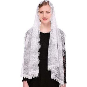 ¿Blanc¿Voile De Chapelle Catholique En Dentelle Espagnole, Voile De Mantille Florale, Châle Enveloppant, Couvre-Chef De Messe, Forme Rectangulaire - Neuf