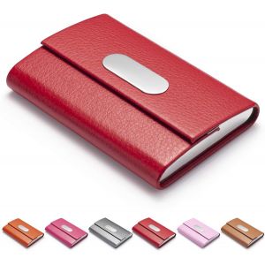 Rouge - Slim en Cuir Business Card Holder - porte-Cartes - porte-Carte de visite/Carte d'identité/porte-monnaie pour Hommes et Femmes - Neuf