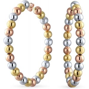 Kal-Boucles D'oreilles Cr&eacute;oles Tube Intemporelles Minimalistes Sans Fin Continues L&eacute;g&egrave;res Simples Fines 2-3mm Plaqu&eacute;es Or Pour Femmes Adolescentes Finition Polie Diam&egrave;tre 1,75 2 2,5 2,75 Pouces - Neuf