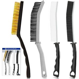 4 brosses de Nettodes Joints (Une Brosse métallique,Trois brosses rigides) pour Nettoyer Les Taches tenaces et la Rouille dans la Salle de Bain,la Cuisine et Les Fentes des fenêtres (4 PCS) - Neuf