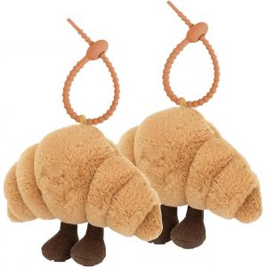 KALANKA-2 piece Croissant Porte-clés, Croissant Bag Charm Kawaii, croissant Croissant Bag Charm, Croissant Keychain, Croissant Porte Clef Peluche, pour Femme et Enfant, Accessoire de Sac et Voiture - Neuf