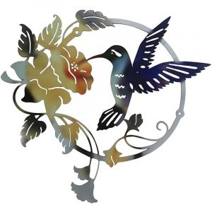 Silhouette d'oiseau en métal, autocollant mural rond en métal pour salon, chambre à coucher, bureau, jaune - Neuf