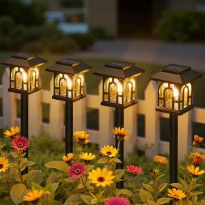 Sansh-4 Pièces Lampe Solaire Exterieur Jardin, Vintage Lumiere Solaire Exterieur Avec Lumière Blanche Chaude, Ip65 Étanche Lampe Solaire Exterieur Pour Pelouse, Terrasse, Cour, Cadeaux (4) - Neuf