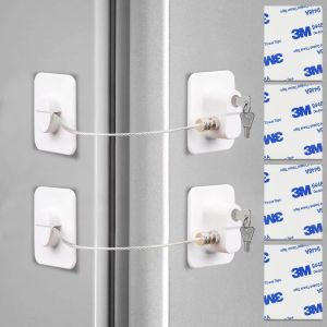 Yemaesre-2 Pièces Bloc Fenetre Securite Enfant - Sécurité Fenêtre Enfant - Protection Fenetre Enfant - Bloque Fenetre Enfant - Entrebailleur Fenetre Pvc Sans Percer - Verrou Fenetre - Cadenas Frigo - Neuf