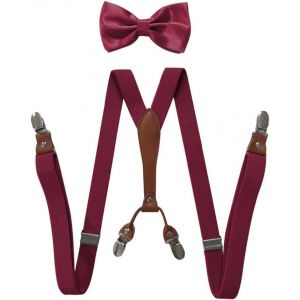 Cauc-Bretelles Noeud Papillon Ensemble Pour Femmes Hommes 1 Pouce Large Y Forme Avec 4 Clips Bretelles R&eacute;glables Pour Mariage &Eacute;v&eacute;nements Formels - Neuf