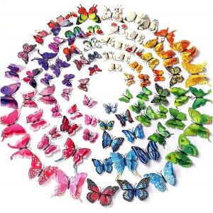 96 Autocollants Muraux Papillon Couleur 3d,D&eacute;coration De Mariage/F&ecirc;te D'anniversaire,D&eacute;coration De Maison Pour Enfants/Cr&egrave;che/Salon,Autocollants Muraux Amovibles Bricolage. - Neuf