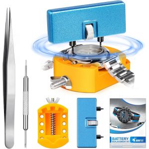 KAL-Kit Changement Pile Montre, Ouvre Boitier Montre Utilisé Pour Ouvrir Le Couvercle En Tournant, Support, Brucelles, Manuel D'Utilisation - Neuf