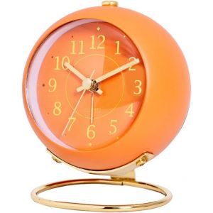 Kal-Réveil Analogique Sans Tic-Tac Avec Lumière - Réveil Rétro Puissant - Table De Chevet Pour Dormeurs Lourds - Batterie De Voyage - Petite Horloge De Bureau Pour Chambre D'enfant - Aiguilles - Neuf