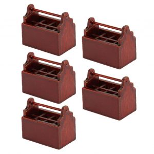 Lot De 5 Boites A Outils Miniatures En Bois De Pin Pour Maison De Poupee, Style Retro, Couleur Vive Et Attrayante, Accessoires Pour Jouets - Neuf