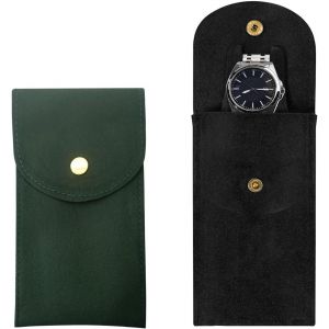 Kal-2 Pièces Pochette Montre, Pochettes Rangement Pour Montres En Flanelle, Portable Boîte De Étui À Montres De Voyage Avec Bouton Pression, Poussière Et Rayures, Pour Montres, Bagues, Bracelets - Neuf