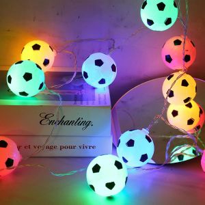 KAL-Guirlande Lumineuse De Football - 1,5 M - 10 Led - Pour Chambre D'Enfant - Design Football - Fonctionnement À Piles - Pour Fête À Thème, Noël, Décoration D'Intérieur - Neuf